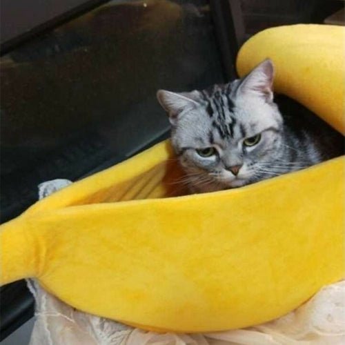 Bananen Katzenbett Lustig - Gemütliche Katzenhöhle für Indoor Katzen - PetEssentials24